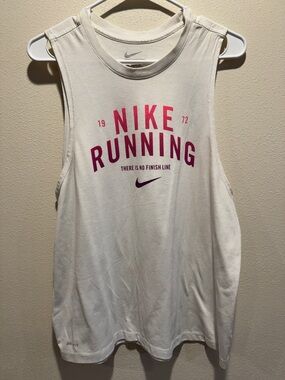 Nike Women's Muscle Tee - White with Pink Print